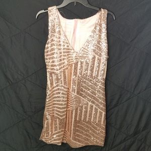 Sparkly rose gold mini dress <very sparkly >